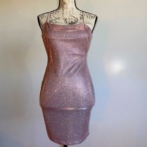 Pink sparkly mini dress for club!